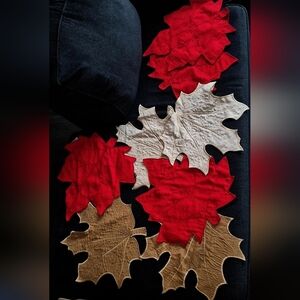 Leaf-Shaped Red and Tan Placemats